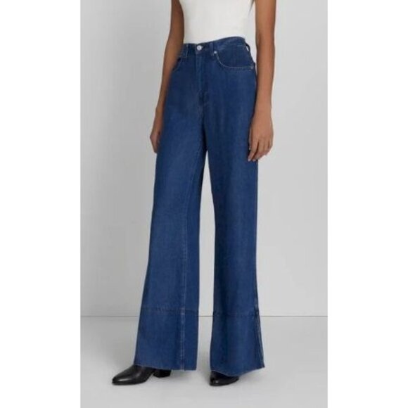 Seven for All Mankind Denim Lustre Trouser wide leg in Dark Indigo 90s sz 30 - Picture 1 of 12